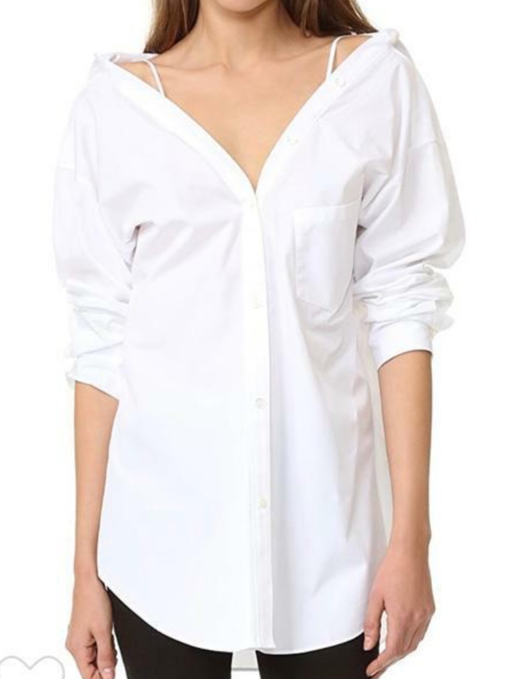Theory Women’s White off shoulder Button-Down Tunic Shirt
